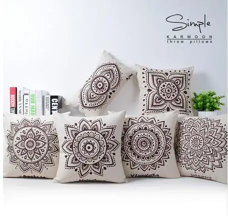 Mandala abstract geometry of the national wind flower cotton and linen pillow decorative cushions sofa cushion car cushions