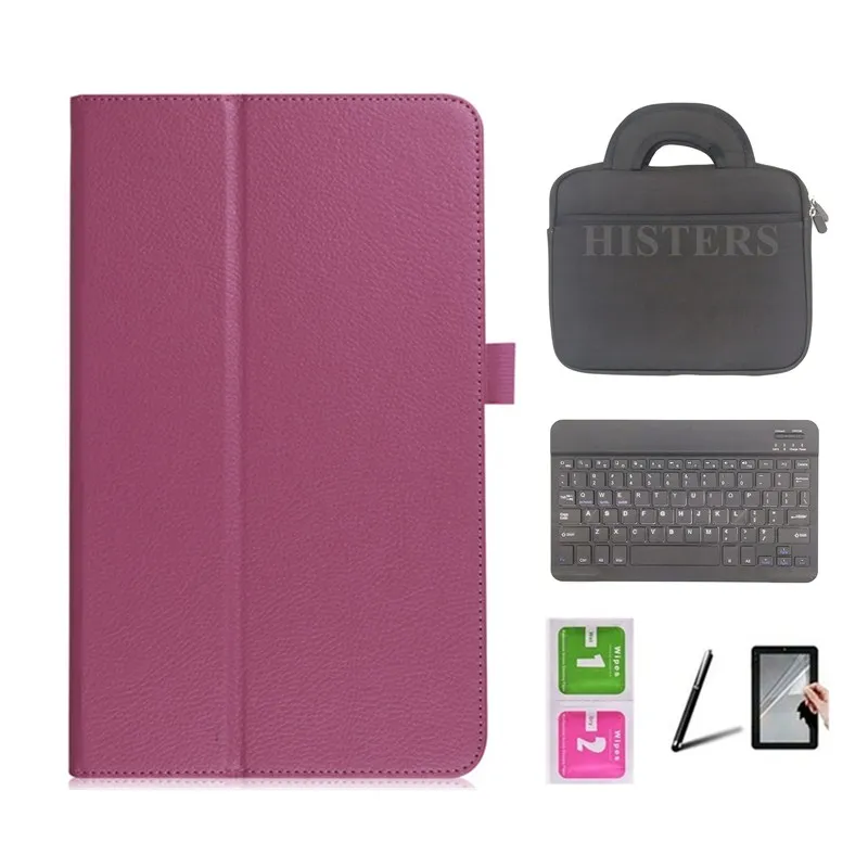 Purple Cover Для samsung Galaxy Tab A, 9,7 дюймов, планшет, SM-T550, SM-T555, магнитный, умный чехол+ Bluetooth клавиатура+ Сумочка+ стилус+ пленка для экрана - Цвет: Purple Cover