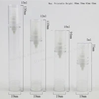 50 x travel 15ml 12ml 10ml 5ml clear airless lotion pump bottle empty refillable hand cream bottle with lotion pump container