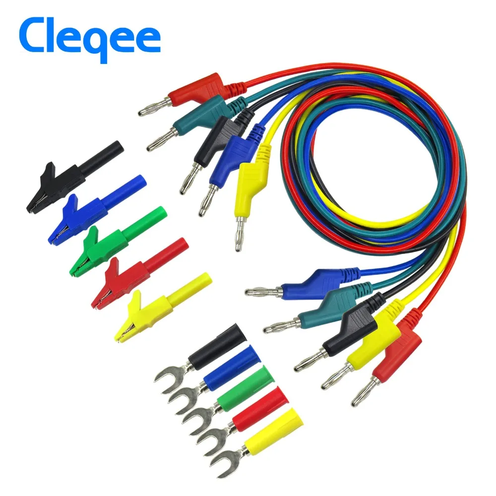 

Cleqee P1036A 4 мм вилка банан-банан комплект испытательных проводов для мультиметра кабель подходит к зажиму крокодила и тестовому зонду U-типа
