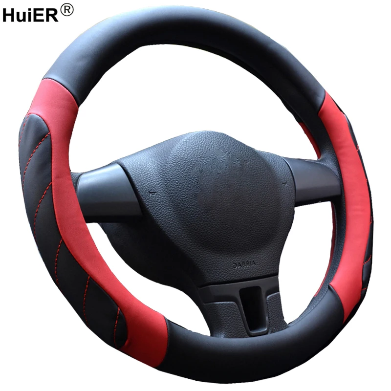 

HuiER Car Steering Wheel Cover Micro Fiber Leather 4 Seasons Universal Sports Fashion Breathable Car Styling Auto Car Protector