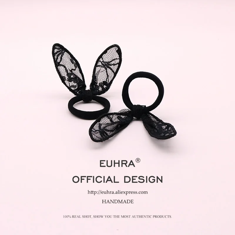 EUHRA/1 шт., эластичные резинки для волос, кружевные кроличьи ушки, кроличьи волосы для женщин, повязка для волос для девочек, детская резиновая лента