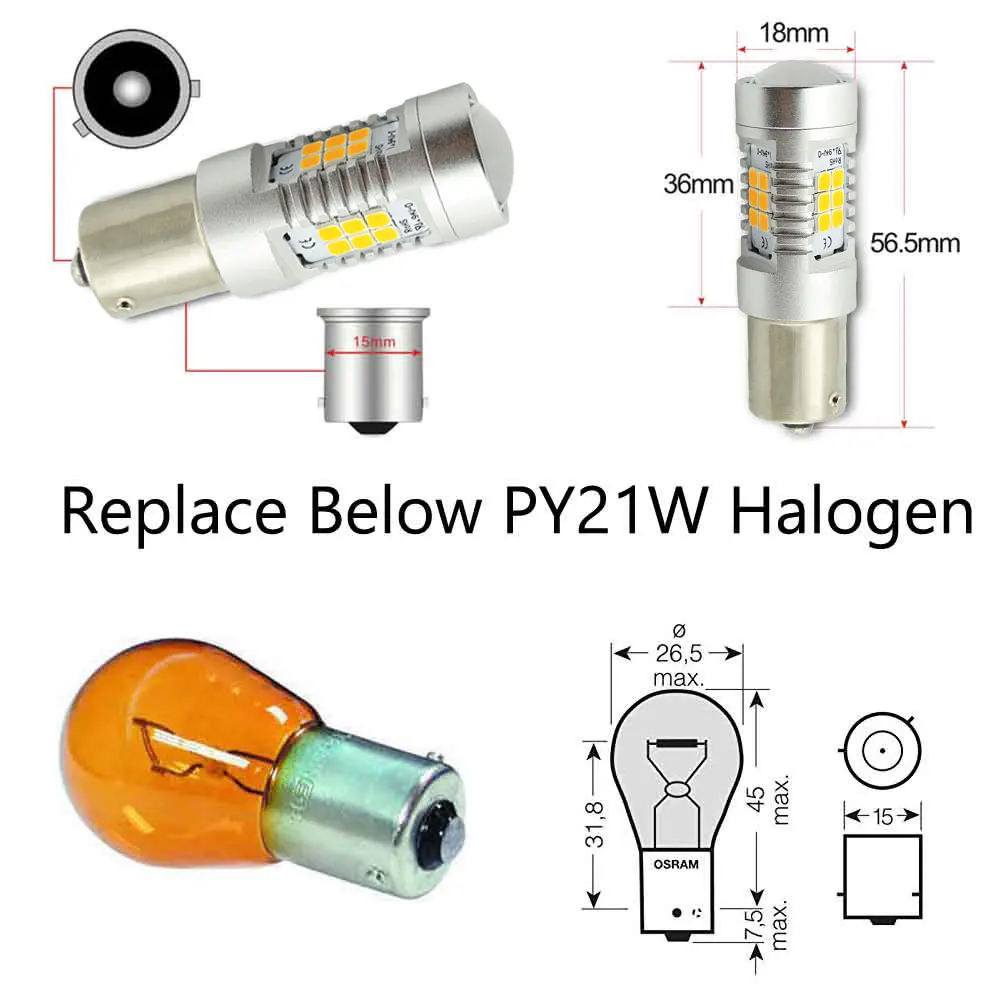 VANSSI 2 шт. супер яркие 1260lm Bau15s 7507 PY21W светодиодный лампы 21 SMD 2835 Chipsets Blinker сигнала