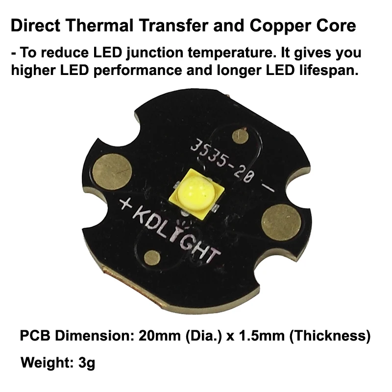 Светодиодный излучатель Lumi s LUXEON V2, белый, 6500K, 16 мм20 мм, DTP медь, MCPCB (art.: 7af732bae) - 7af732bae