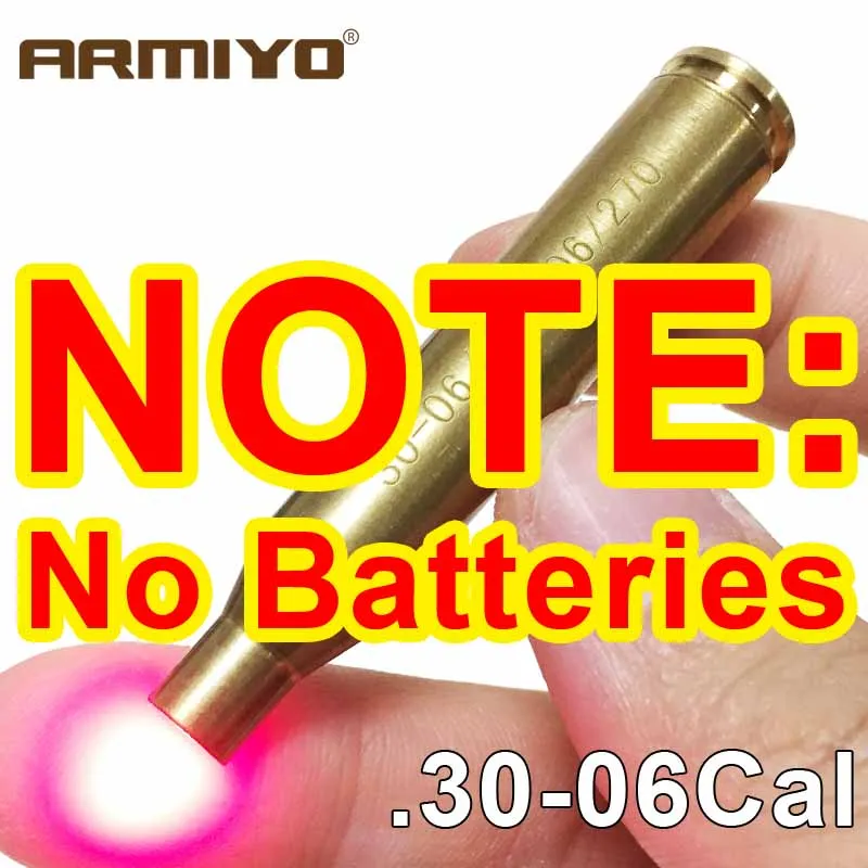 Armiyo CAL:. 30-06. 25-06. 270 7,62 мм Картридж Red Dot Rifle Laser латунь пистолет отверстие прицел охотничья Стрельба Оптика без батарей - Цвет: No Batteries