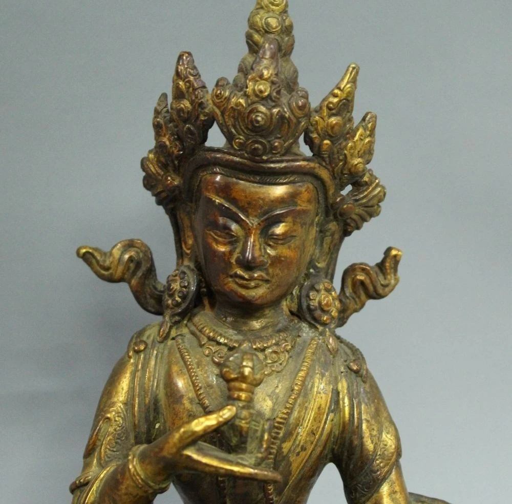 9&quot Tibet Temple Bronze Gold Buddhism Vajra Vajrasattva Vajradhara Buddha Seat | Дом и сад