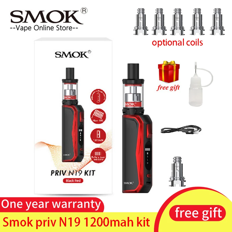 Комплект для вейпа SMOK Priv N19 с аккумулятором 1200 мА · ч 30 Вт Nord 19 Tank fit Mesh/ceramic/MTL Coil