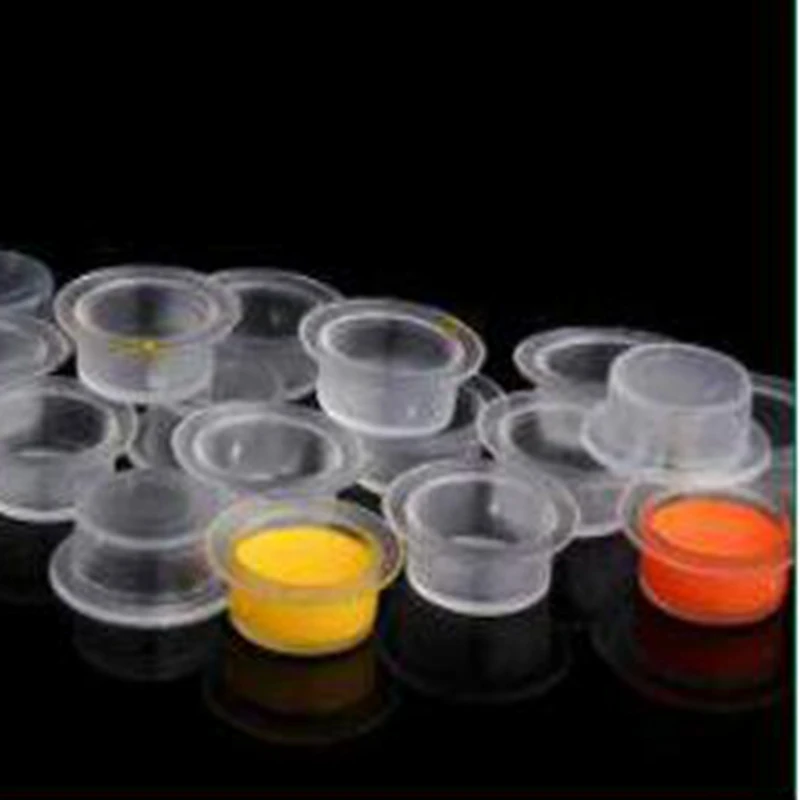 

1000pcs/bag Disposables tattoo ink cups brand Sterile Flat Magnum Plastic Tattoo Ink Transparent Cap Supply tattoo accessories
