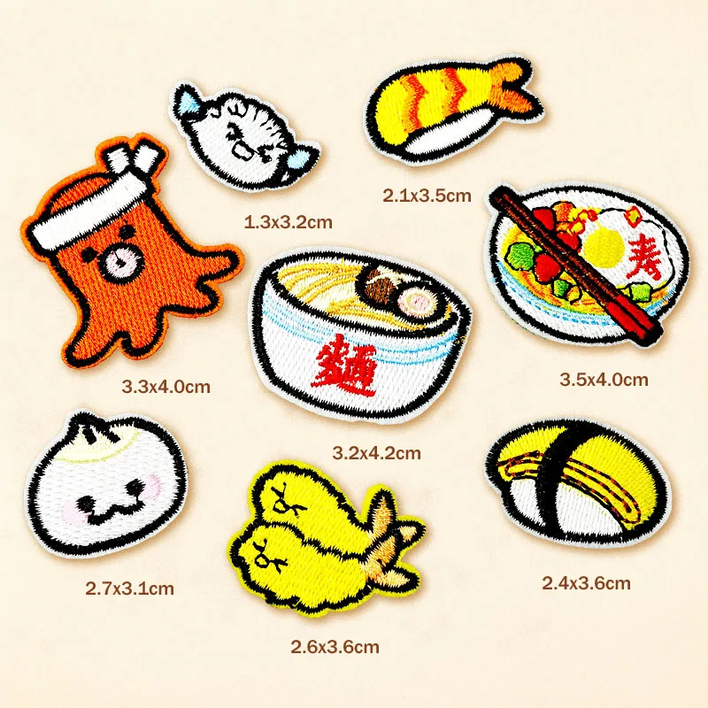 8 шт./лот суши лапша Tempura Мультяшные значки сделай сам вышивка аппликация нашивки