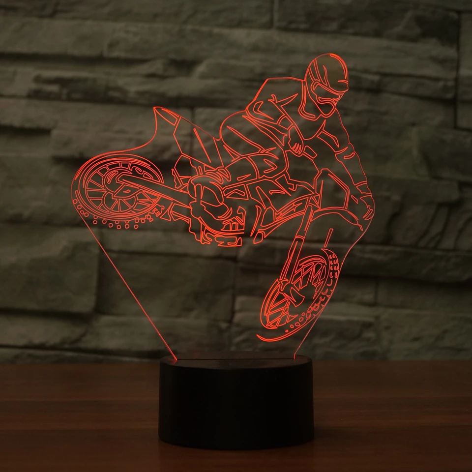 Светодиодный 3d светильник для езды на мотоцикле Ночной креативная настольная