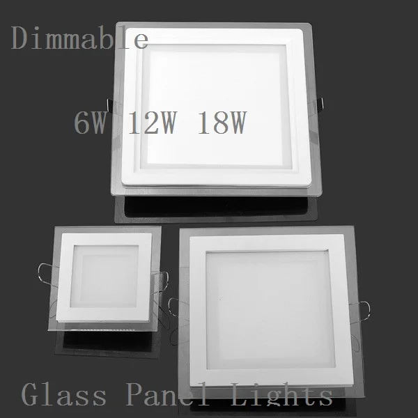 

Free ship 6W 9W 12W 18W LED Panel Downlight Square Glass Panel Lights High Brightness Ceiling Recessed Lamps For Home AC85-265V