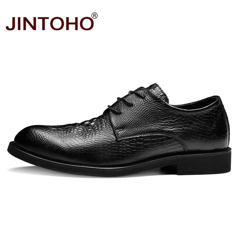 Туфли JINTOHO мужские из натуральной кожи Повседневная модная брендовая кожаная