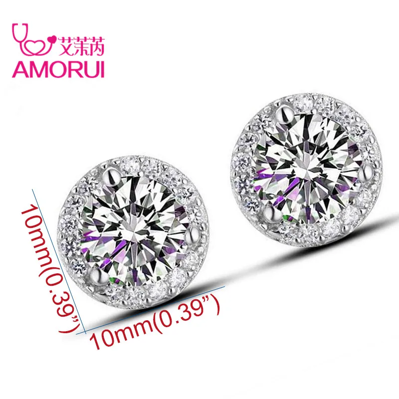 AMORUI с серебряным покрытием 4 зубцами круглой бриллиантовой огранки Сона 1 карат