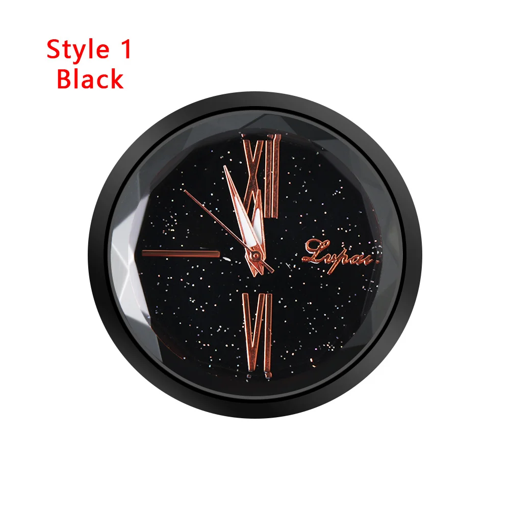 Style 1 black Автомобильные декоративные часы для интерьера, кварцевые аналоговые часы WatcCah, автомобильные часы-наклейка, аксессуары для салона автомобиля - Цвет: Style 1 black