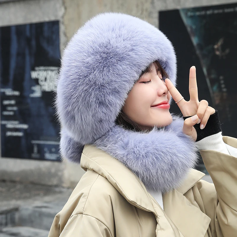 Женская зимняя меховая шапка шапки из натурального Лисьего меха головной убор