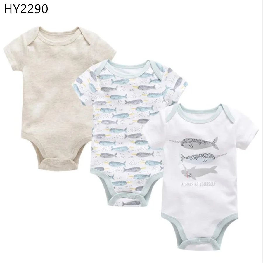 HY2290 Kavkas/Боди для маленьких мальчиков с героями мультфильмов, комплект из 3 предметов, цельная летняя одежда для маленьких мальчиков комбинезон с короткими рукавами для новорожденных - Цвет: HY2290