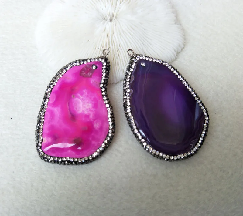 5 шт. Натуральный Druzy agat e камень кварц ломтик кулон ювелирные изделия Шарм