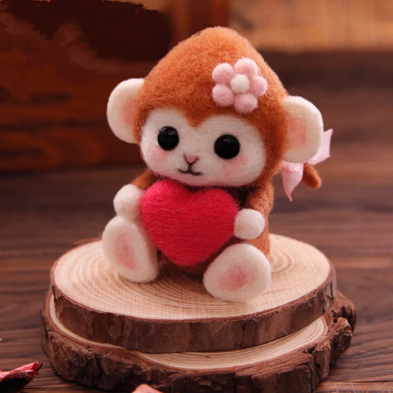 Кукла Обезьяна шерсть валяние набор для рукоделия материал сделай сам поделки