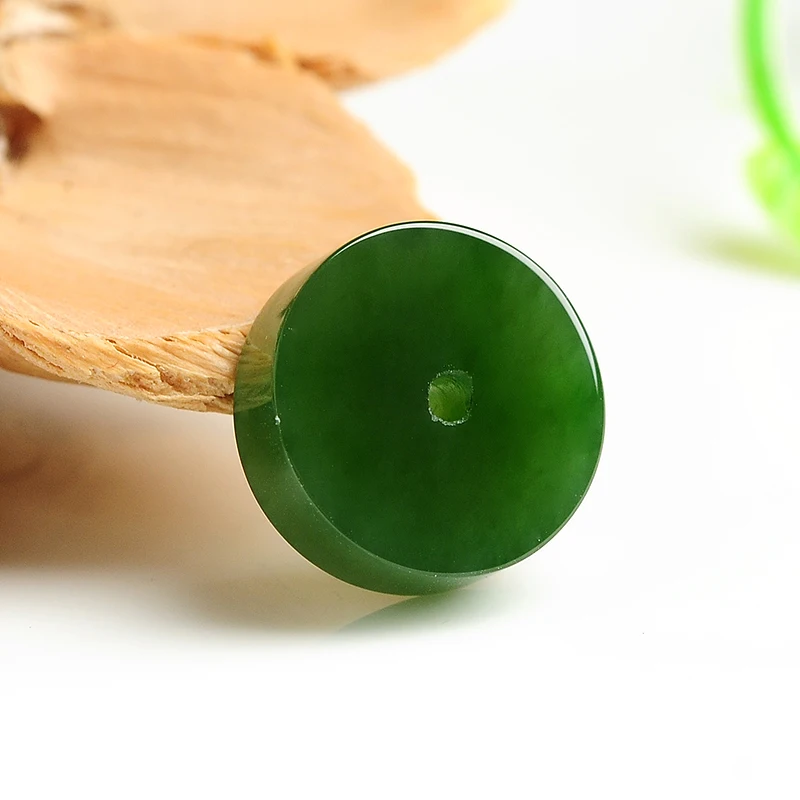 100% Natural Green  / Jadeite Round Circle Pendant Bring Peace 1PCS