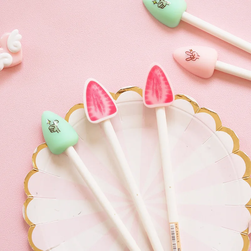 Coloffice Kawaii 2 шт клубника сэндвич гелевая ручка милая девушка сердце подпись Корея