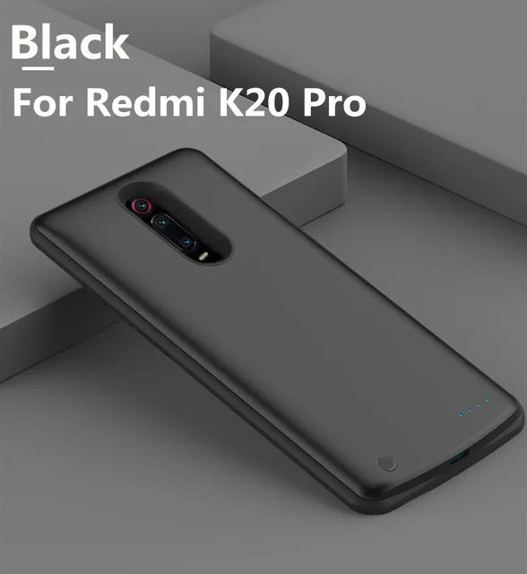 Black For K20 Pro Чехол для зарядки аккумулятора для Redmi K20 Pro, портативный Дополнительный внешний аккумулятор, чехол для зарядного устройства для Xiaomi Redmi K20, внешний аккумулятор, чехол - Цвет: Black For K20 Pro
