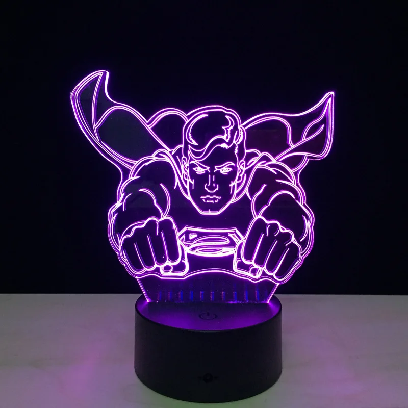 Новый цвет ful Luminaria супергерой Летающая фигурка Супермена меняющий светильник