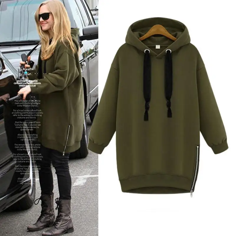 2019 демисезонный Женская Большой размеры с длинным рукавом капюшоном Свободные