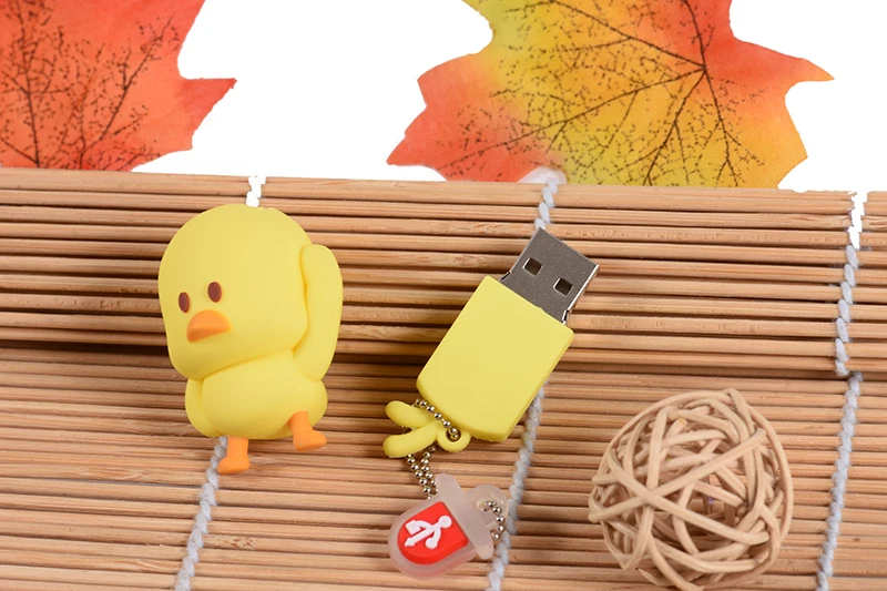 USB флэш-накопитель 32 GB желтая утка USB2.0 64 Гб памяти 4 GB 8 GB 16 GB флэш-накопитель подарок мультфильм 128 GB флешки резиновые U диска