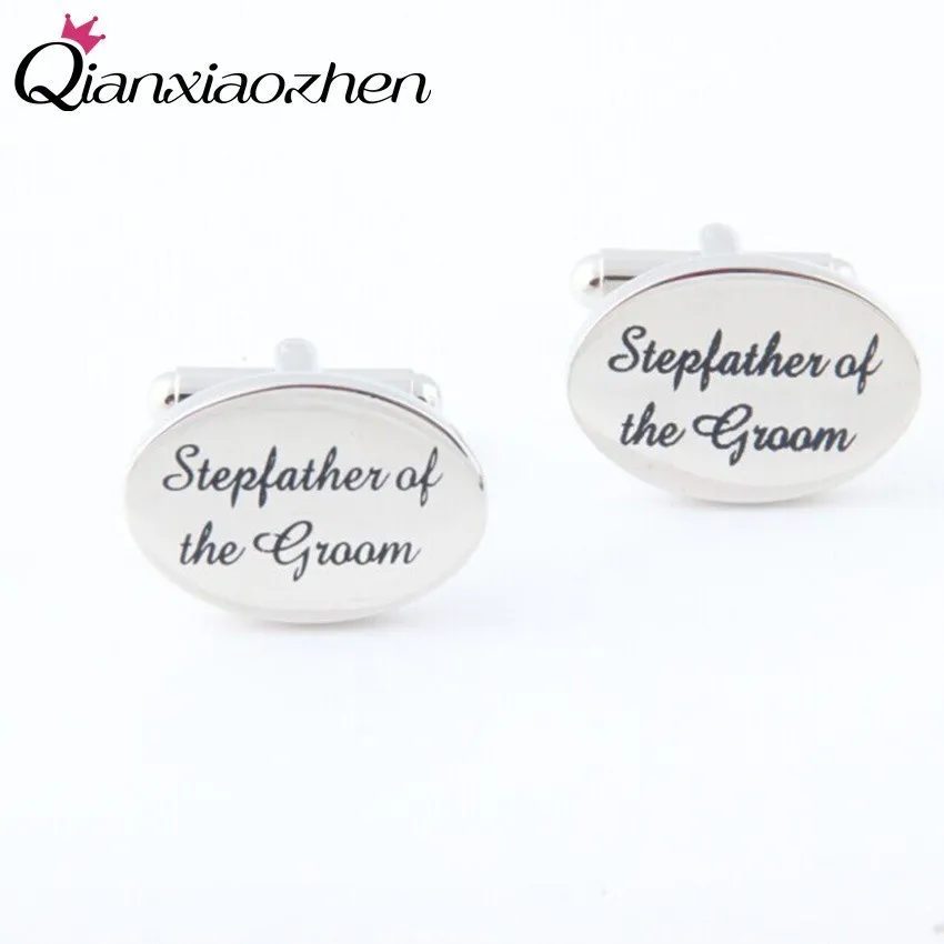 

Qianxiaozhen 1 Pair Stepfather Of The Groom Cufflinks Shirt Cuff Links Men's Fashion Jewelry Silver Color Wedding Accessories