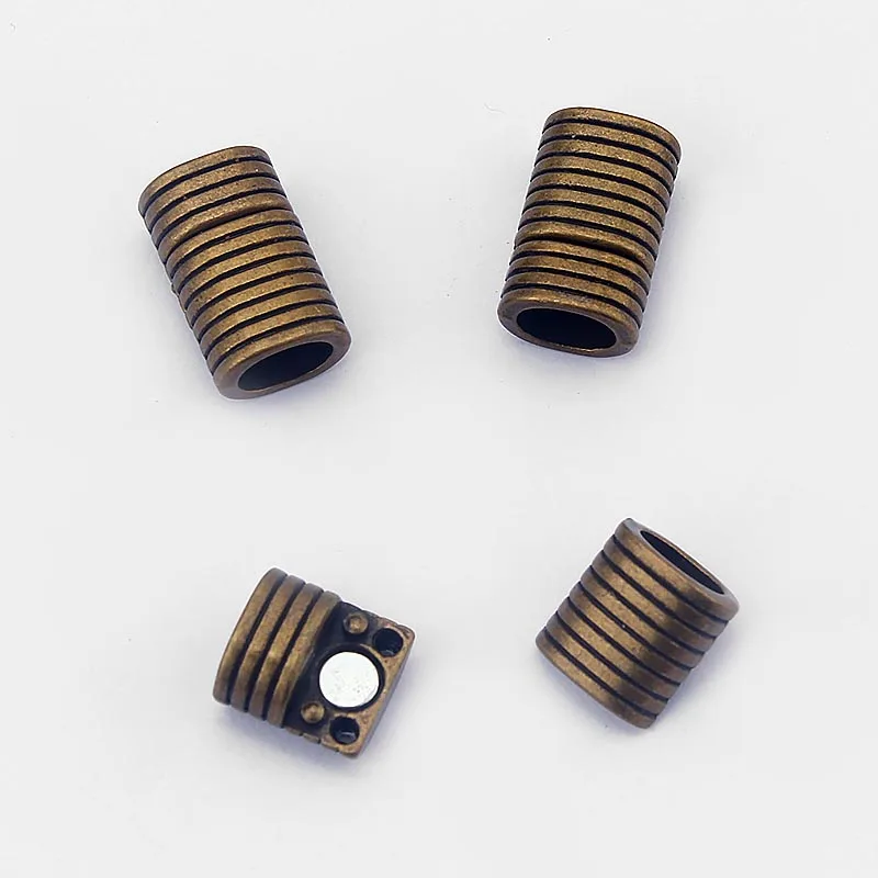 

5 Sets Antique Bronze 10x7mm Hole Strong Magnetic Clasp For Licorice Leather Cord