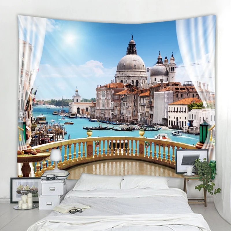 Пейзаж с замком богемные настенные подвесные гобелены гобелен в стиле бохо