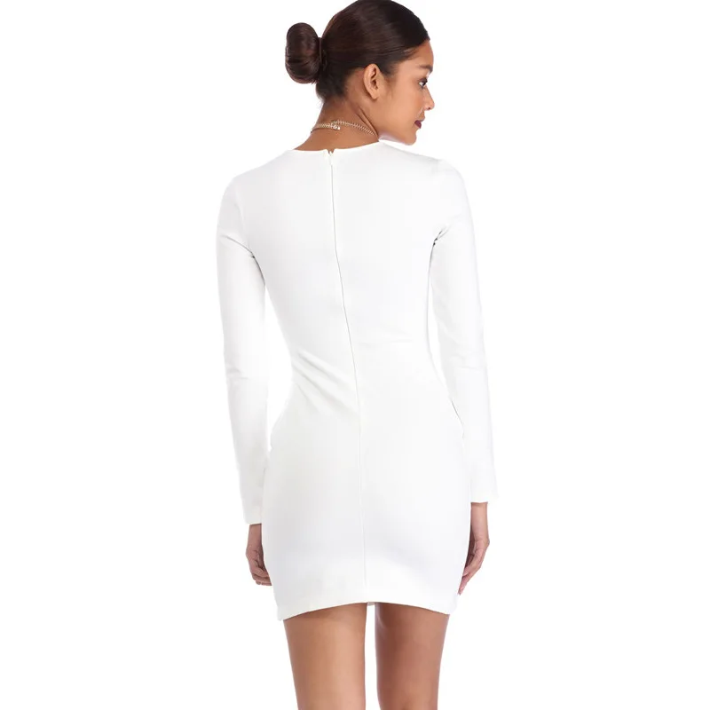 Blue Black White Long Sleeve Elastic Warm Party Dresses Plus Size XXL Vestidos Sexy Club Bodycon Bandage Mini Dress | Женская одежда