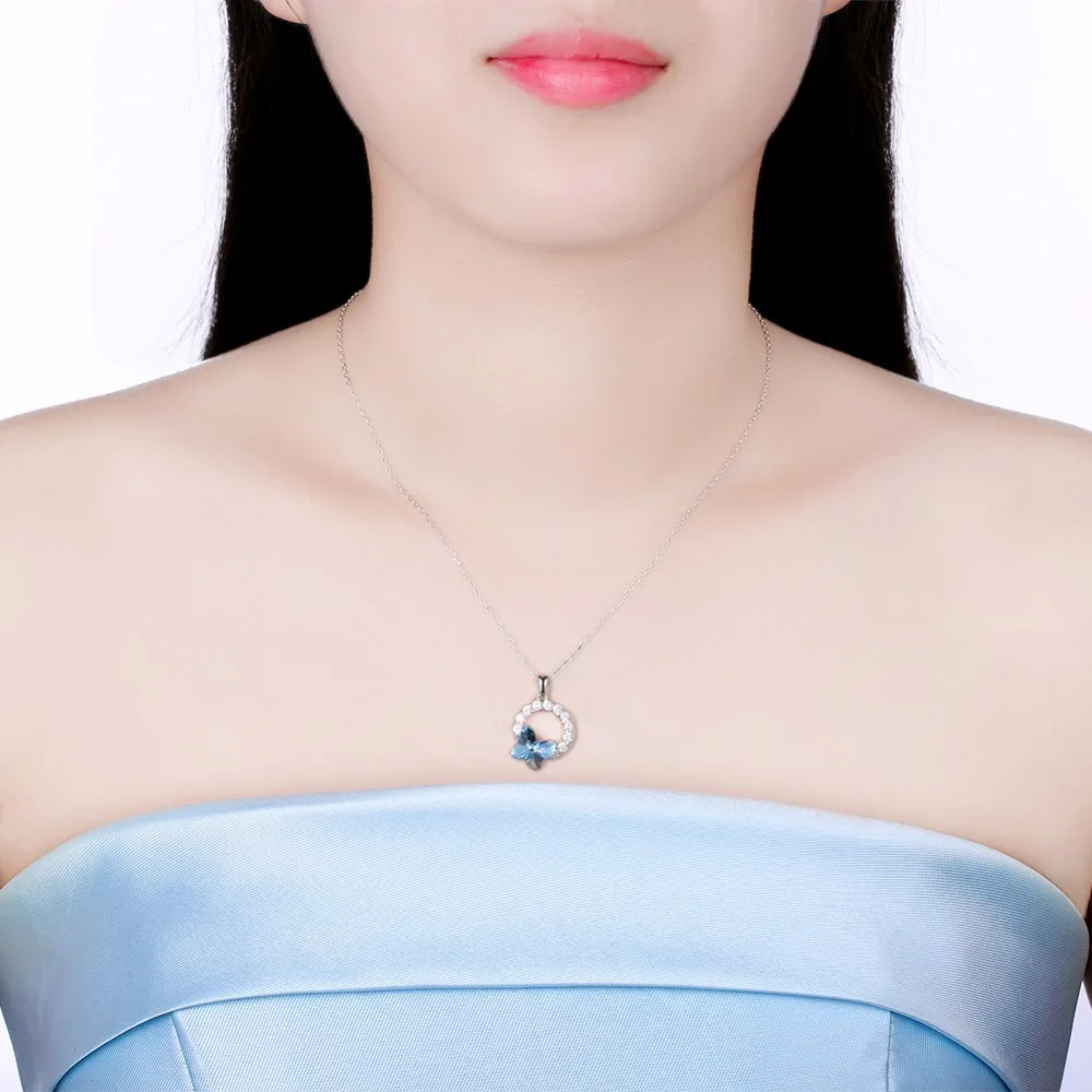 Подвеска LEKANI из серебра S925 пробы с кристаллами Swarovski в виде бабочки для женщин и