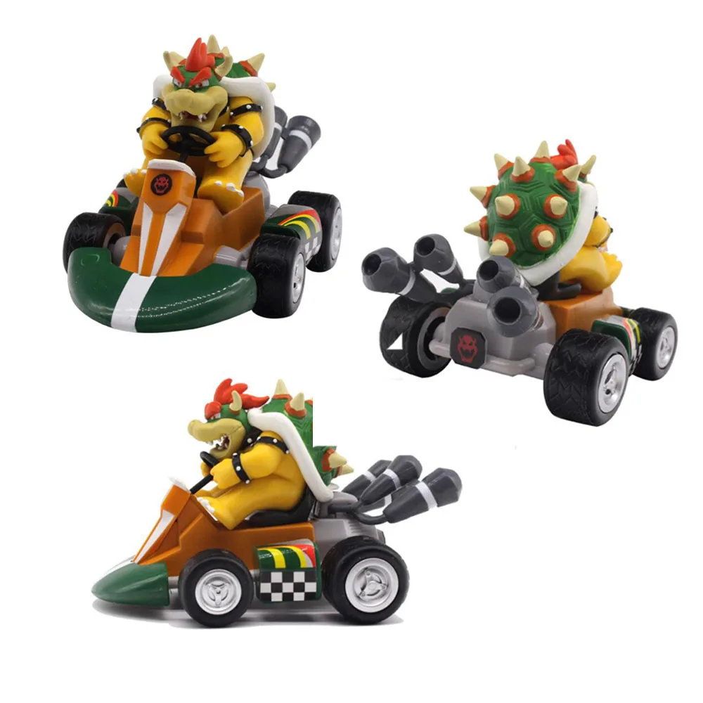 Super Mario Bros Figures Toy Pull Back Car Motorcycl 6 шт./компл. новые милые 2 3 &quotМини картинг е ПВХ