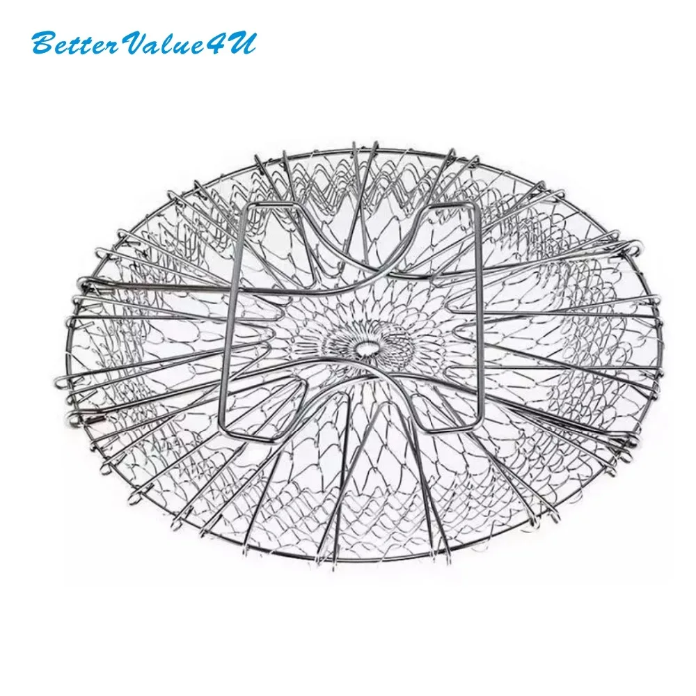 Bettervalue4u Chef Basket Stainless Steel Foldable Steam Rinse Strain Fry Strainer Net Kitchen Tool Good / Vegetable | Дом и сад