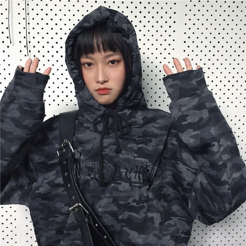 Новая Корейская зимняя уличная мода ulzzang Харадзюку Камуфляж хип хоп письмо
