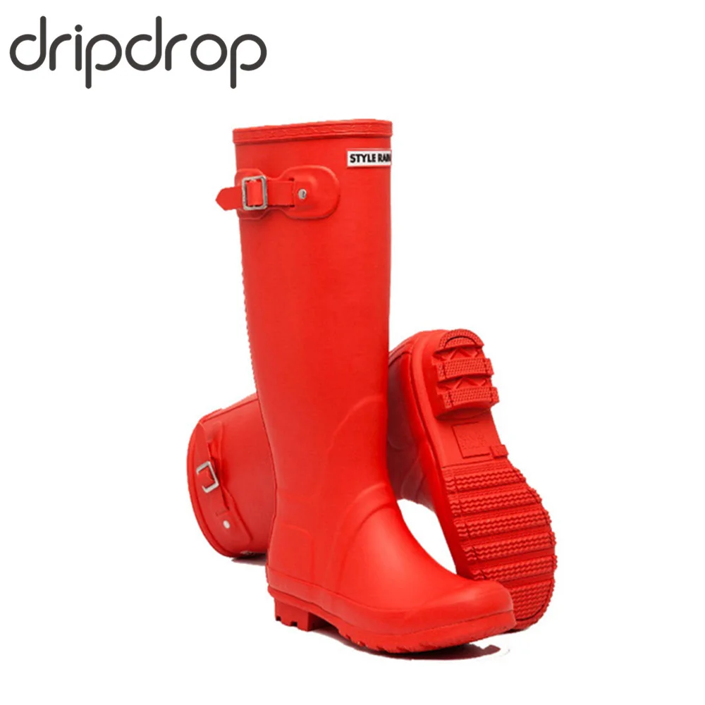 DRIPDROP Резиновые сапоги для женщин Женские резиновые сапоги до колена Однотонные