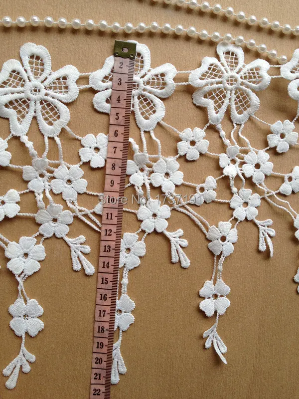 5 ярдов Виктория белая бахрома хлопок кружевная отделка с цветочным полиэстером