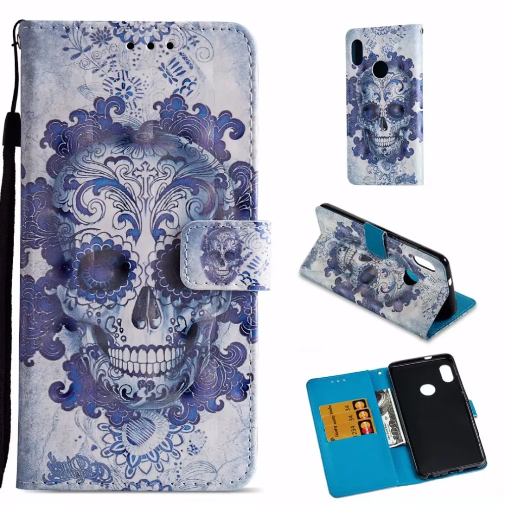 Abhoriz cover for xiaomi 6X Case with Card slots 3D painted patterns Leather phone case |