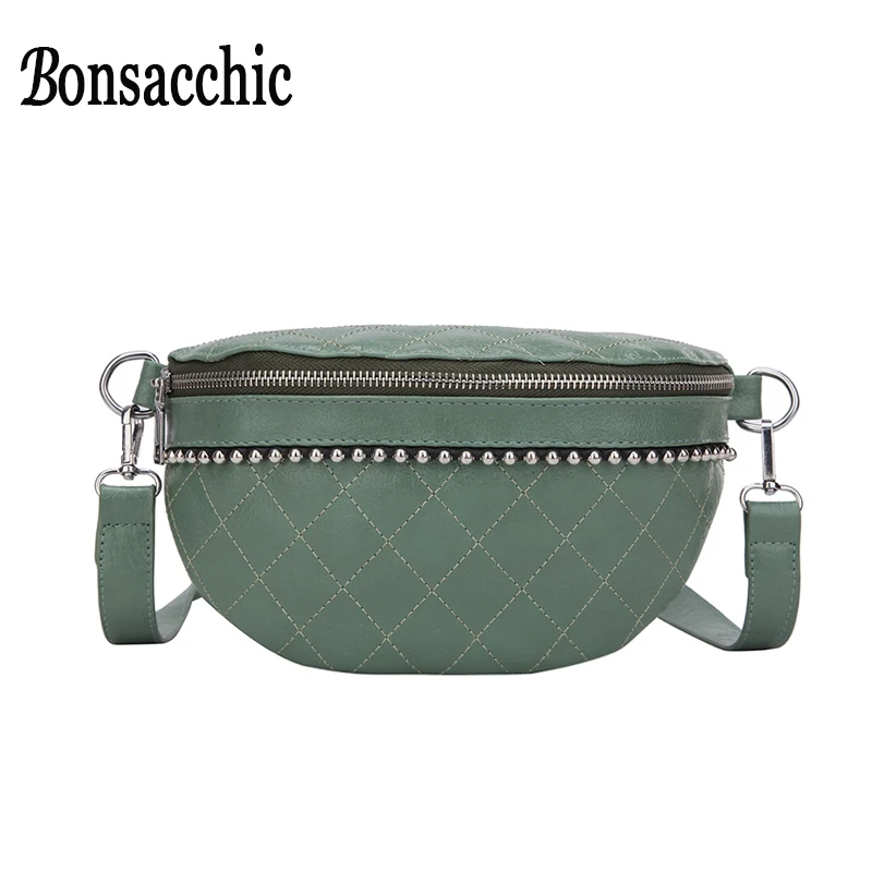 Роскошный дизайнерский модный поясной пакет с заклепками Bonsacchic Женская поясная