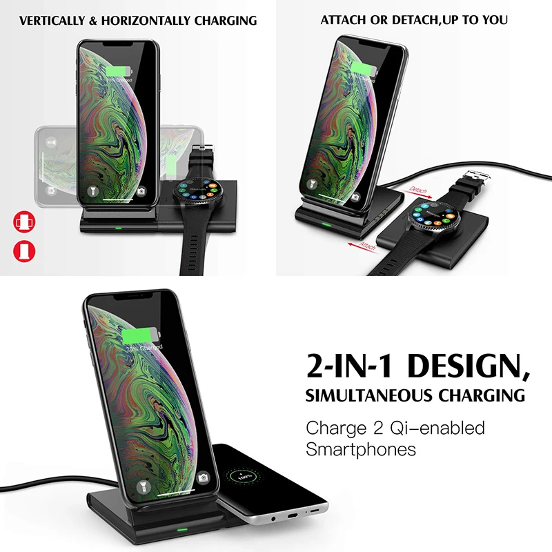 Быстрое зарядное Беспроводное устройство для iphone 8 x xs max samsung s10 s9 note 9 Samsung Galaxy Watch