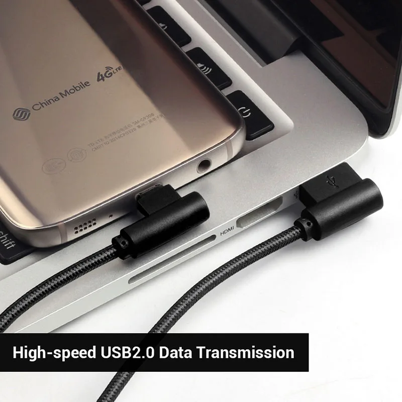 1 м 2 Micro USB кабель 2A Быстрый синхронизации данных и зарядки Android правый угол локоть