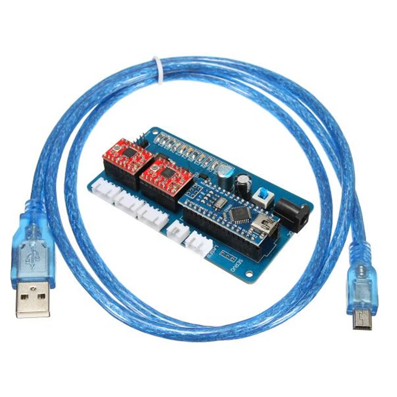 Бесплатная доставка 2 осевой шаговый двигатель USB плата 12 В для ЧПУ DIY настольный