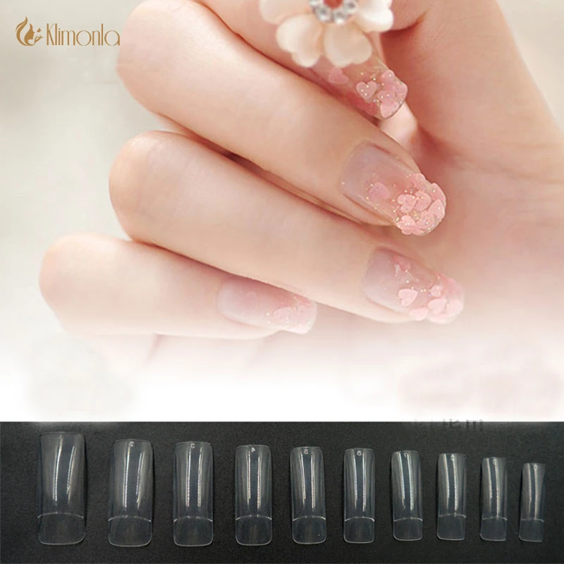 500 шт./лот французские накладные ногти с полуобложкой искусственные длинные