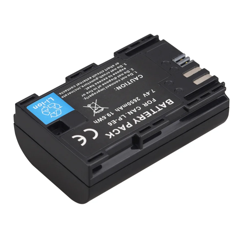 

7.4V 2650mAh LPE6 LP-E6 Replacement Battery For Canon EOS 5D Mark II 2 III 3 6D 7D 60D 60Da 70D 80D DSLR EOS 5DS Digita Camera