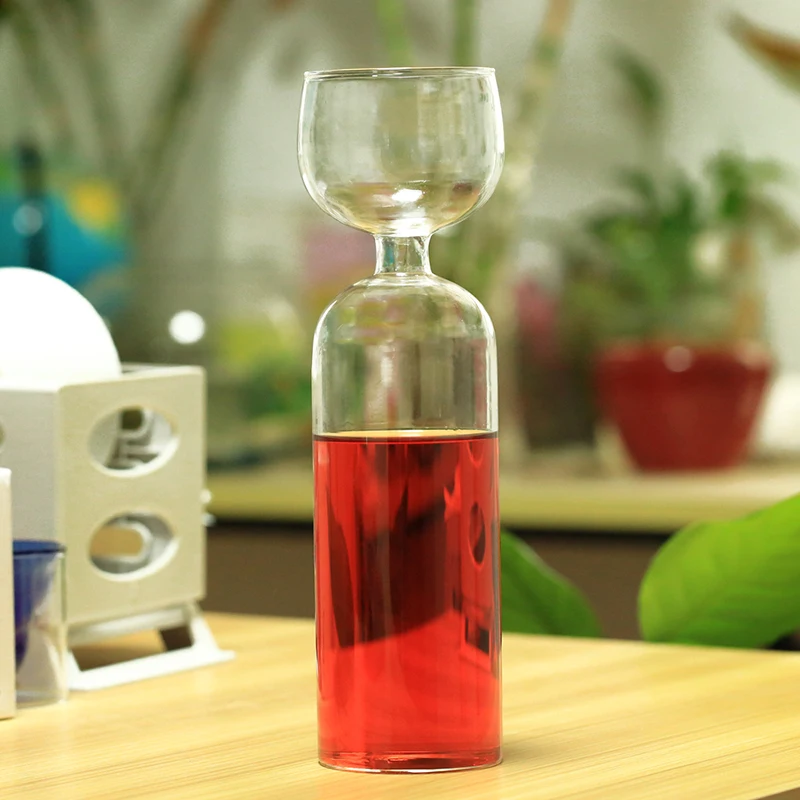 

Hilarious Wine Lovers Bottle w/Glass On Top - No Need To Refill