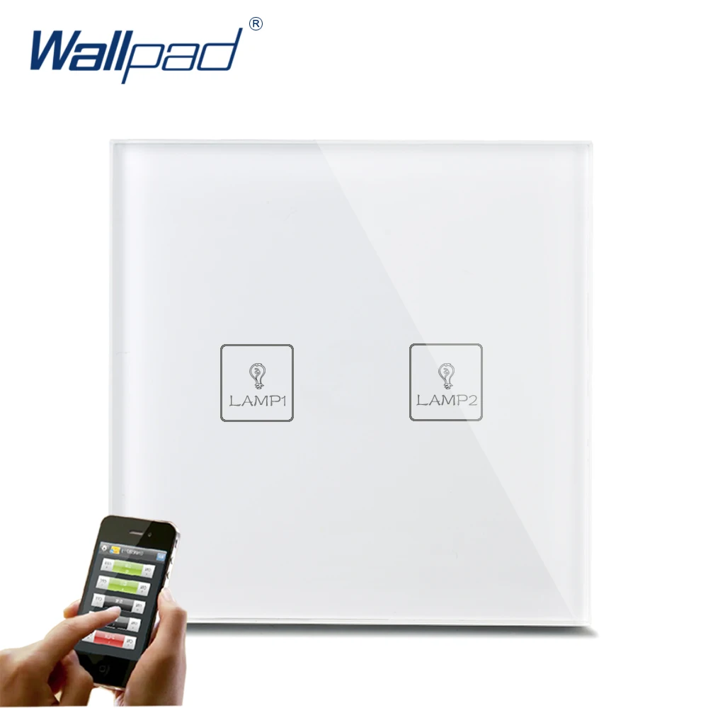 

Waterproof WIFI Wallpad White Tempered Glass Android/IOS Phone EU 2 Gang Wireless WIFI Remote Touch Controlled Light Wall Switch