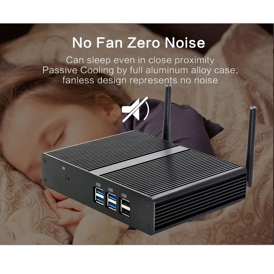 HTPC Desktop Computer Fanless Mini PC Intel Core i3 7100U i5 5200U Celeron 3855U Windows 10 DDR3L Linux HD VGA Wifi 6USB Office