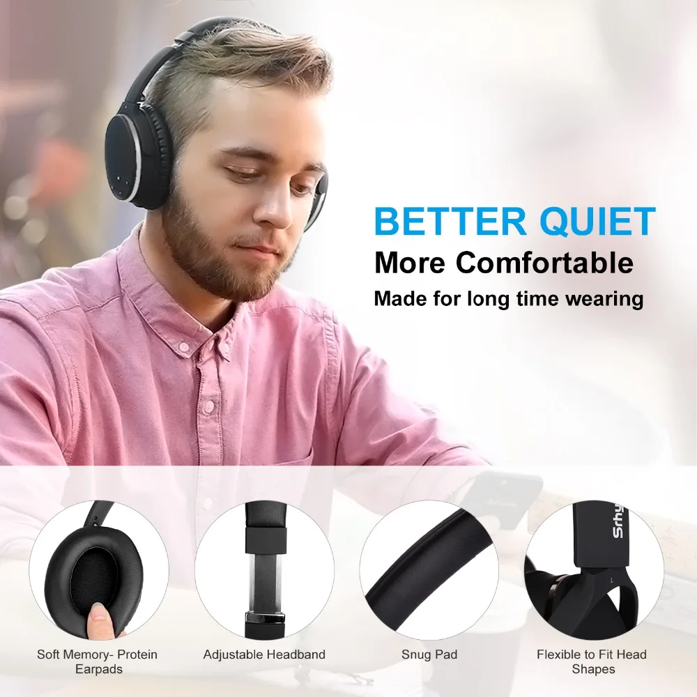 ANC Active шум шумоподавления наушники Hi Fi Bluetooth беспроводной Over Ear складной глубокий