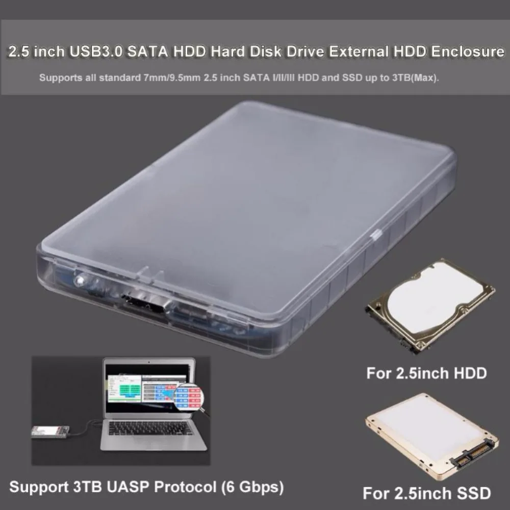 Высокое качество USB 3 0 SATA Hd Box SSD HDD жесткий диск Внешний прозрачный корпус